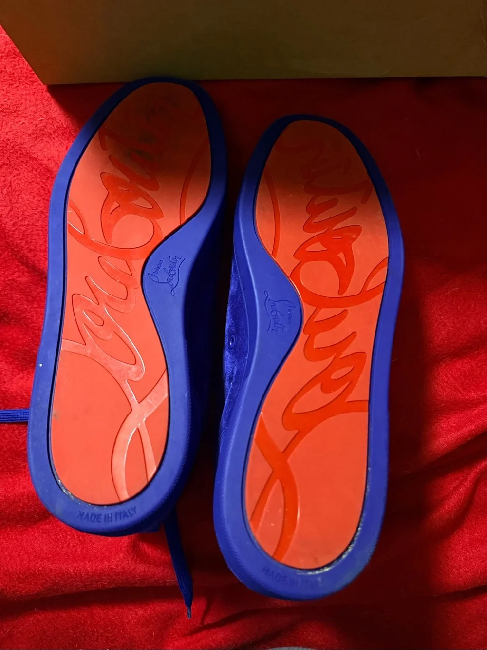 Christian Louboutin Vibrant Red Suede Flats